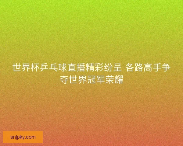 世界杯乒乓球直播精彩纷呈 各路高手争夺世界冠军荣耀